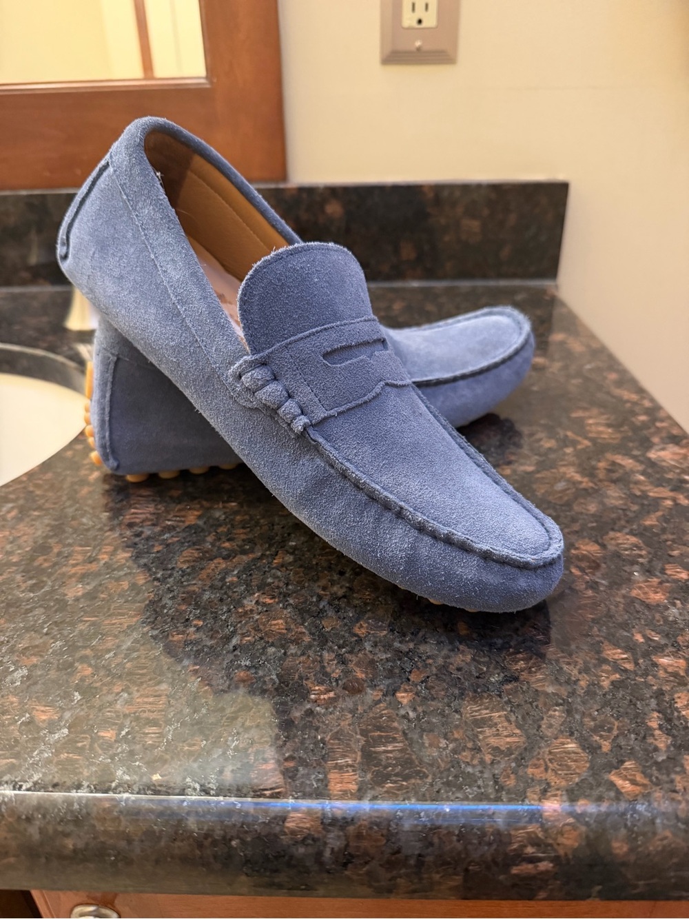 Johnston & Murphy Blue Suede Penny Loafers